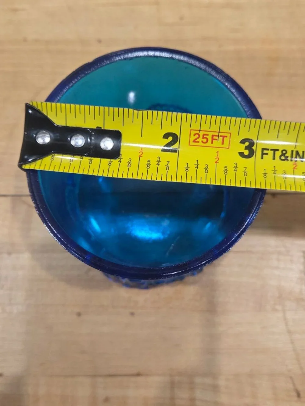 Vintage L G Wright Blue Glass Jeweled Heart Toothpick Holder Cup